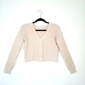 Ultra Flirt Cropped Knit Button Front Cardigan Cotton Blend Sweater Size Small